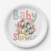 Fall Pumpkin Baby Shower ペーパープレート (正面)