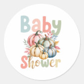Fall Pumpkin Baby Shower ラウンドシール (正面)