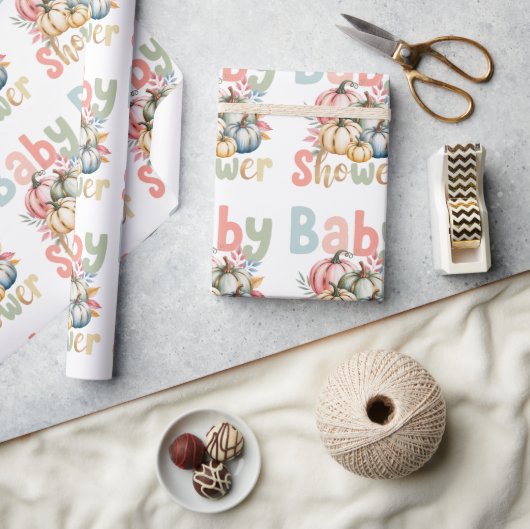 Fall Pumpkin Baby Shower ラッピングペーパー (クラフト)