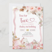 Fall Pumpkin Boho Coquette Pink Tea for 2 Birthday 招待状 (正面)