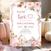 Fall Pumpkin Boho Coquette Pink Tea for 2 Birthday 招待状
