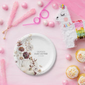 Fall Pumpkin Boho Wildflower Baby Shower ペーパープレート (パーティー)