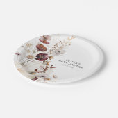 Fall Pumpkin Boho Wildflower Baby Shower ペーパープレート (アングル)