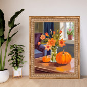 Fall Pumpkin Bouquet | Orange Flowers Autumn ポスター