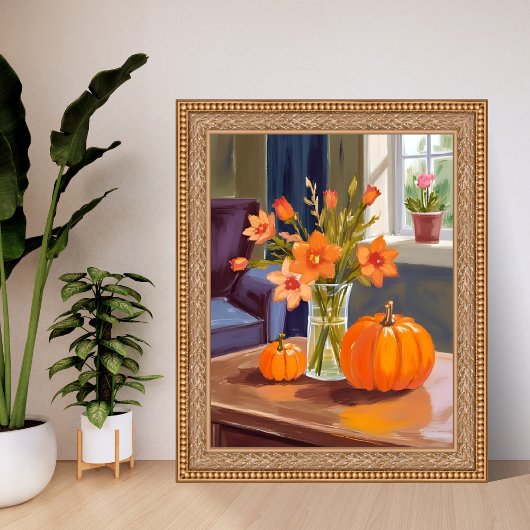 Fall Pumpkin Bouquet | Orange Flowers Autumn ポスター