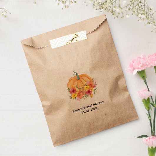 Fall Pumpkin Bridal Shower Kraft フェイバーバッグ (封をした状態)