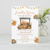 Fall Pumpkin Cute Locally Grown Market Baby Shower 招待状 (スタンド正面)