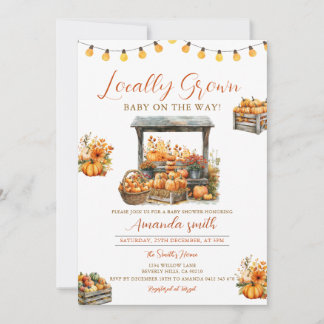 Fall Pumpkin Cute Locally Grown Market Baby Shower 招待状
