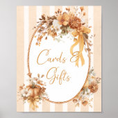 Fall Pumpkin Floral Baby Shower Cards and Gifts ポスター (正面)