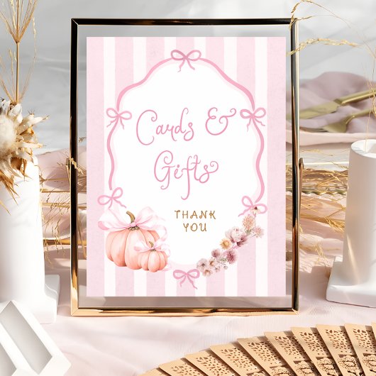 Fall Pumpkin Floral Baby Shower Cards and Gifts ポスター