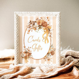 Fall Pumpkin Floral Baby Shower Cards and Gifts ポスター