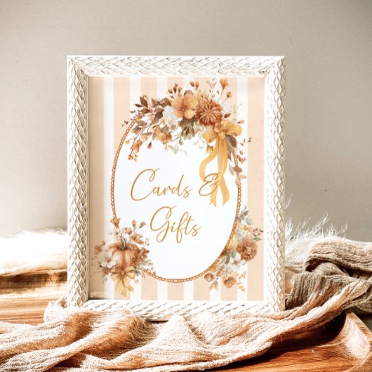 Fall Pumpkin Floral Baby Shower Cards and Gifts ポスター