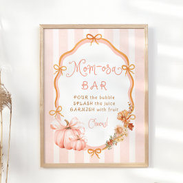 Fall Pumpkin Floral Baby Shower Mom-osa Bar ポスター