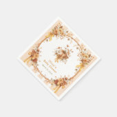 Fall Pumpkin Floral Baby Shower Napkins スタンダードカクテルナプキン (角)