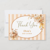 Fall Pumpkin Floral Baby Shower Thank You Card サンキューカード (正面)