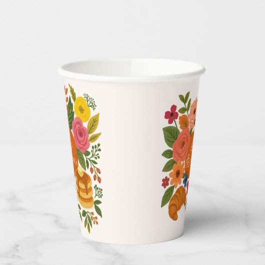 Fall Pumpkin Floral Bless This Home Thanksgiving 紙コップ (左)