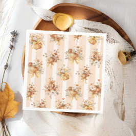 Fall Pumpkin Floral Bow Baby Shower  Napkins スタンダードカクテルナプキン