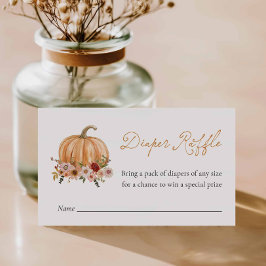 Fall Pumpkin Floral Diaper Raffle Ticket エンクロージャーカード