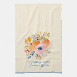 Fall Pumpkin & Floral Watercolor | Autumn Decor  キッチンタオル