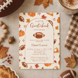 Fall Pumpkin Football Boy Quarterback Baby Shower 招待状