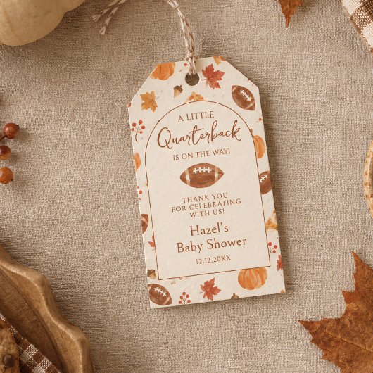 Fall Pumpkin Football Boy Quarterback Thank You ギフトタグ