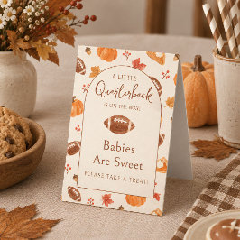 Fall Pumpkin Football Boy Quarterback Treat テーブルテントサイン
