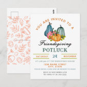 Fall Pumpkin Friendsgiving Potluck Invitation ポストカード (正面/裏面)