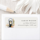 Fall Pumpkin Front Door Floral Moved Address ラベル (インサイチュ)