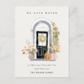 Fall Pumpkin Front Door Floral We have Moved Card ポストカード (正面)