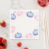 Fall Pumpkin Gender Reveal Napkins Pink Blue スタンダードランチョンナプキン (インサイチュ)