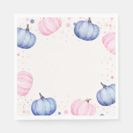 Fall Pumpkin Gender Reveal Napkins Pink Blue スタンダードランチョンナプキン