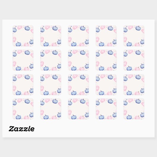 Fall Pumpkin Gender Reveal Stickers Pink Blue スクエアシール (シート)