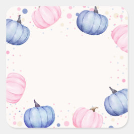 Fall Pumpkin Gender Reveal Stickers Pink Blue スクエアシール