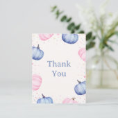 Fall Pumpkin Gender Reveal Thank You Card サンキューカード (スタンド正面)