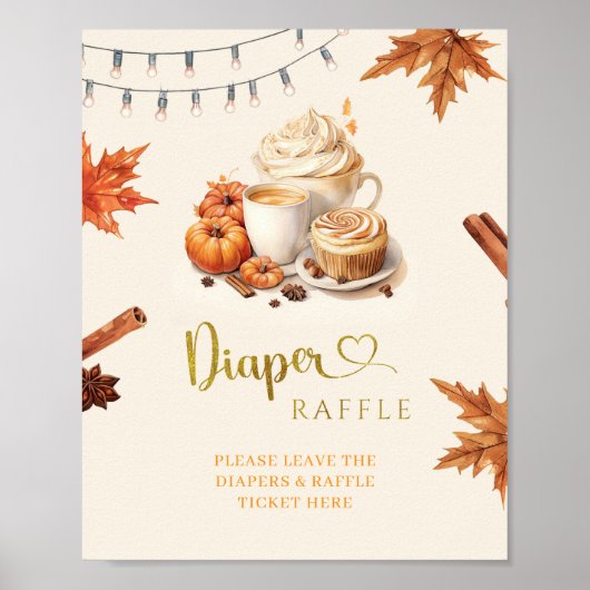 Fall Pumpkin is Brewing Coffee おむつくじ ポスター (正面)