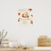 Fall Pumpkin is Brewing Coffee ベビーシャワーのためのモムオサ ポスター (キッチン)