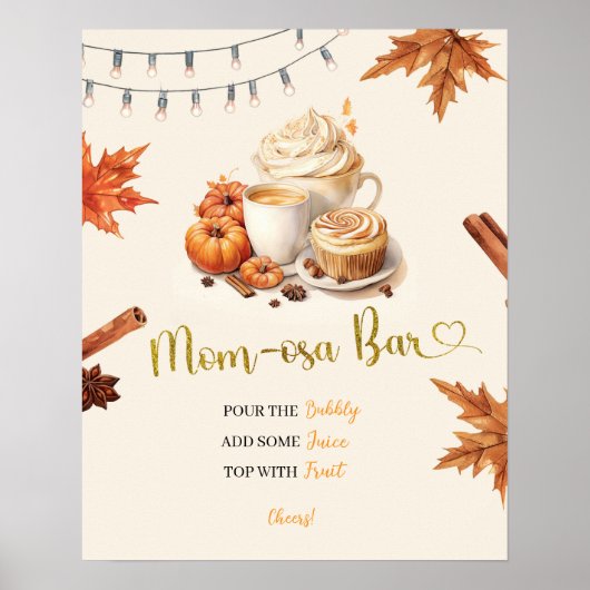 Fall Pumpkin is Brewing Coffee ベビーシャワーのためのモムオサ ポスター (正面)