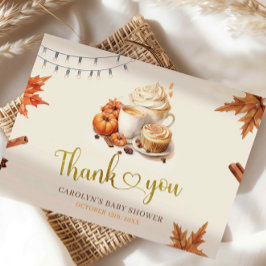 Fall Pumpkin is Brewing Coffee ベビーシャワー サンキューカード