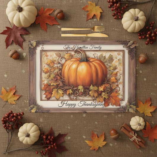 Fall Pumpkin & Leaves Thanksgiving Paper Placemat ペーパーパッド
