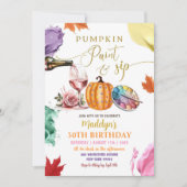 Fall Pumpkin Paint and Sip 誕生日パーティー 招待状 (正面)