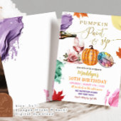 Fall Pumpkin Paint and Sip 誕生日パーティー 招待状