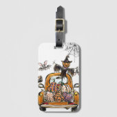 Fall Pumpkin Patch Truck with bats scarecrow bird ラゲッジタグ (正面縦)