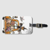 Fall Pumpkin Patch Truck with bats scarecrow bird  ラゲッジタグ (正面横)