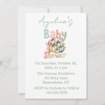 Fall Pumpkin Sage Green Watercolor Baby Shower 
