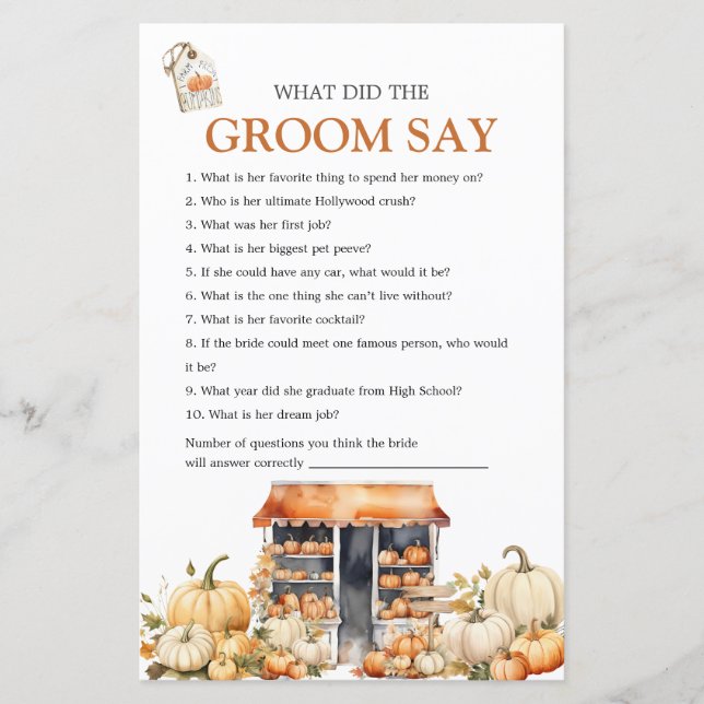 Fall Pumpkin She's Off The Market What Groom Says (正面)