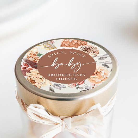 Fall Pumpkin "Spice Spice Baby" Baby Shower ラウンドシール