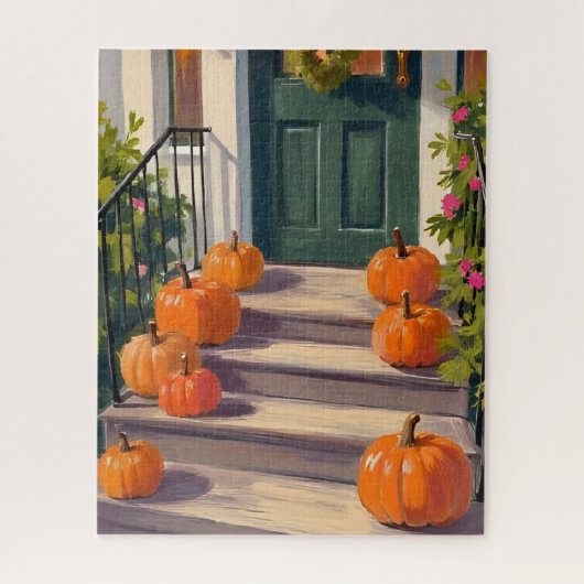 Fall Pumpkin Stoop | Autumn Painting ジグソーパズル (縦)