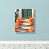 Fall Pumpkin Stoop | Autumn Thanksgiving Painted キャンバスプリント (インサイチュ (ウッドフロア))