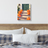 Fall Pumpkin Stoop | Autumn Thanksgiving Painted キャンバスプリント (インサイチュ (寝室))