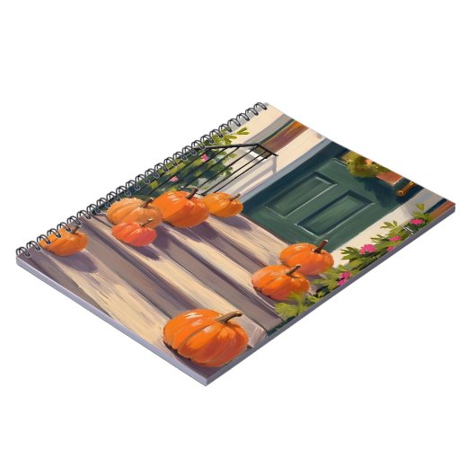 Fall Pumpkin Stoop | Autumn Thanksgiving Painted ノートブック (左側)